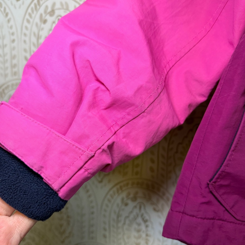 Lands End Kids Squall Jacket Pink Purple Hooded Waterproof Fleece Lined XS 4-5 - Picture 8 of 11